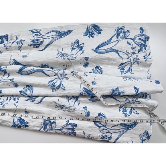 Reformation Frieda Linen Midi Dress Size 4 Blue White Floral Trad Wife Cottage - Picture 16 of 16